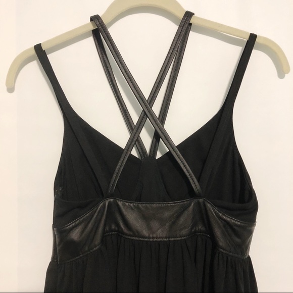 Susana Monaco Black Leather Trim Strappy Dress 4 - Picture 4 of 7